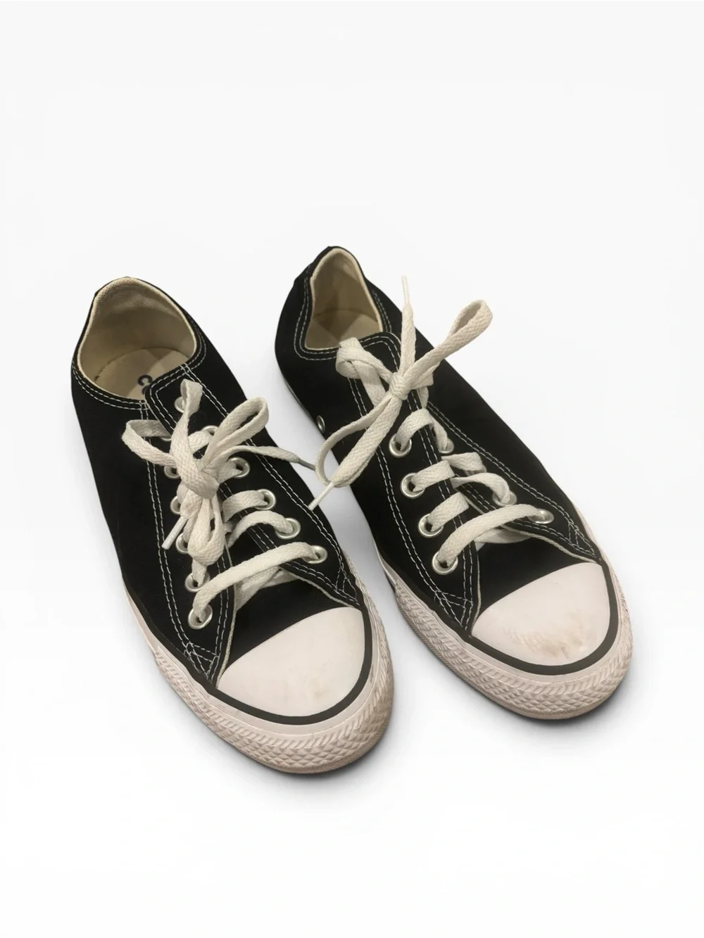 Converse Black Low-Top Canvas Sneakers with White Trim Women’s Size 8